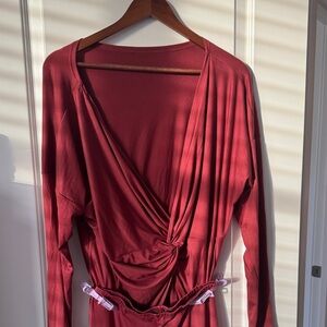 Fashion Nova Burgundy Wrap Dress